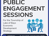 Event promo poster for upcoming public engagement sessions as a crucial part of developing its updated Economic Development Strategy