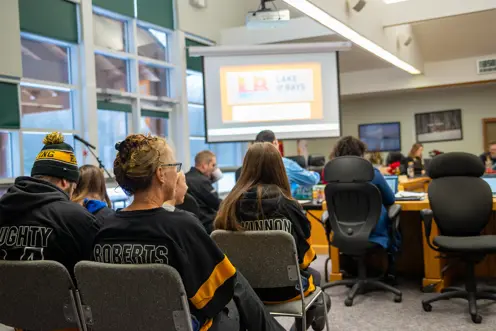 Members of the Huntsville Sting U13-Black hockey team at the December 10th Council Meeting