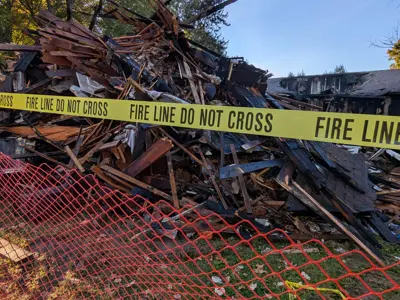 Damage from fire on West Road South