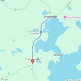 Map showing South Portage near Lake of Bays with marked locations of the closure.