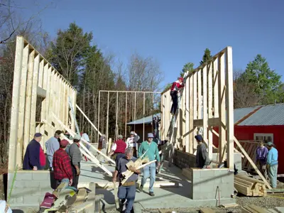 Volunteers building the Interlaken Station