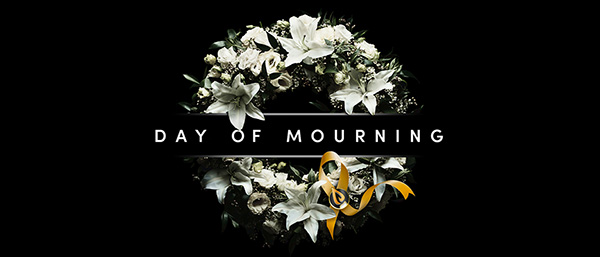 a black background with white flowers and the words day of morning